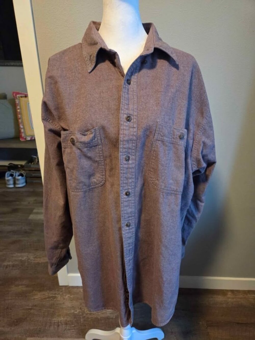 Eddie Bauer button down shirt Sonoma Feathers cotton mens shirt XL